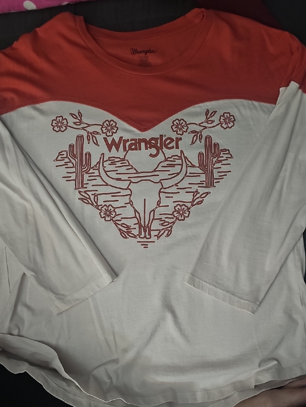 Wrangler Two-Tone Western Tee - Rust & White